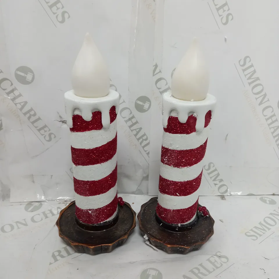 SET OF 2 CHRISTMAS DECORATIVE CANDLED 