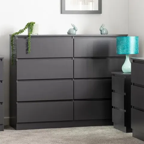 BOXED SECONIQUE MALVERN 8 DRAWER CHEST - GREY (2 BOXES)