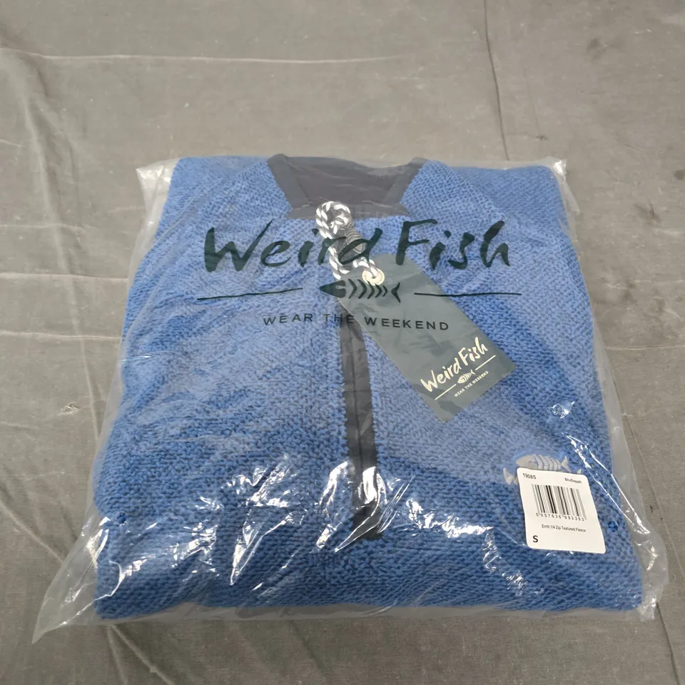 WEIRD FISH ERRILL 1/4 ZIP TEXTURED FLEECE – BLUE SAPPHIRE – SIZE S