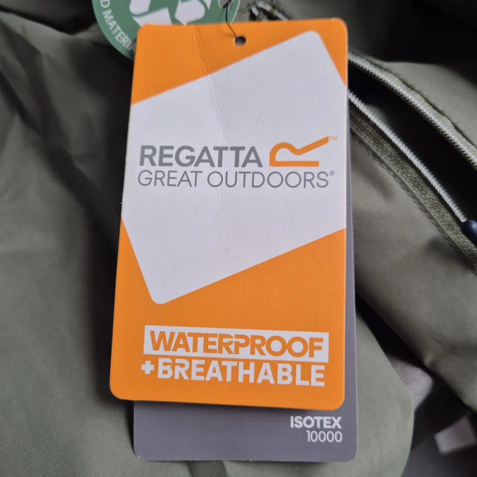 REGATTA GREAT OUTDOORS BRIKA WATERPROOF JACKET IN FOUR LEAF CLOVER - SIZE 14