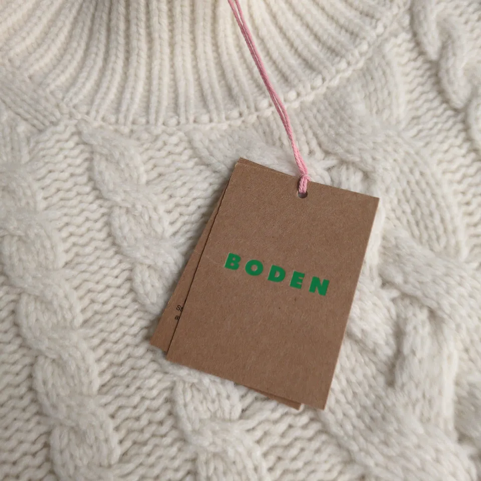 BODEN WHITE CABLE-KNIT SLEEVELESS JUMPER VEST – SIZE M (UK)