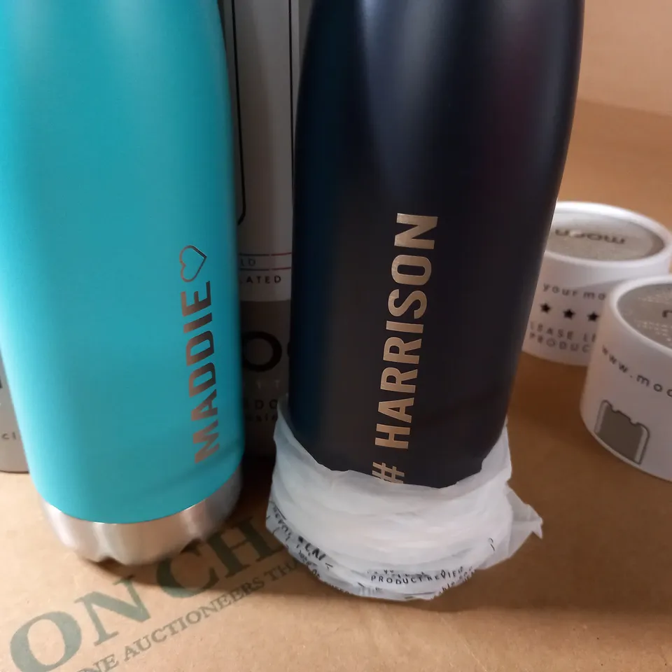 LOT OF 2 MOON 500ML INSULATED BOTTLES - PERSONALISED