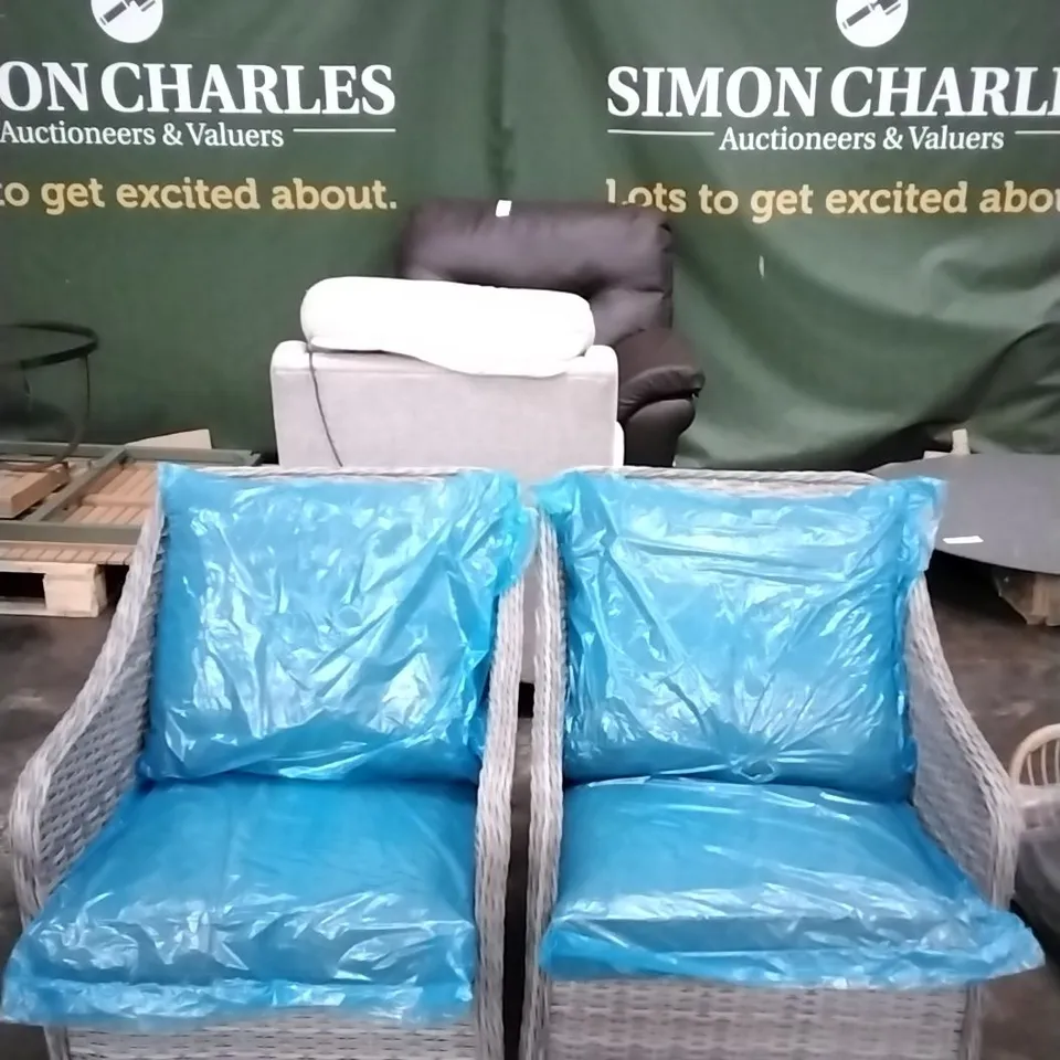 2X GOODHOME RATTAN CHAIRS - GREY 