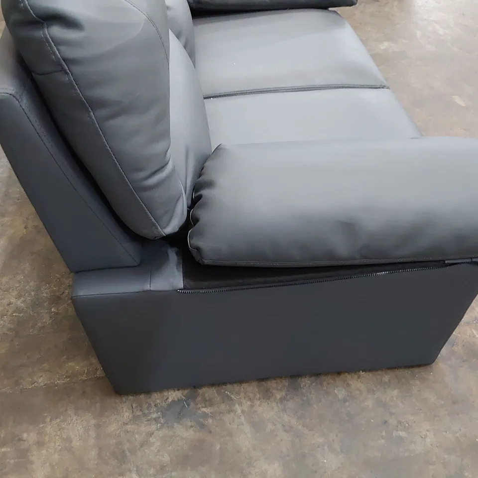 DESIGNER TWO SEATER SOFA GREY LEATHER 