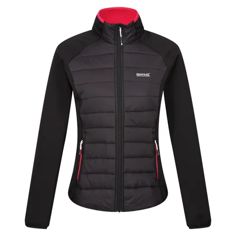 REGATTA RWN298 CLUMBER V HYBRID JACKET BLACK/PINK POTION SIZE UK 8