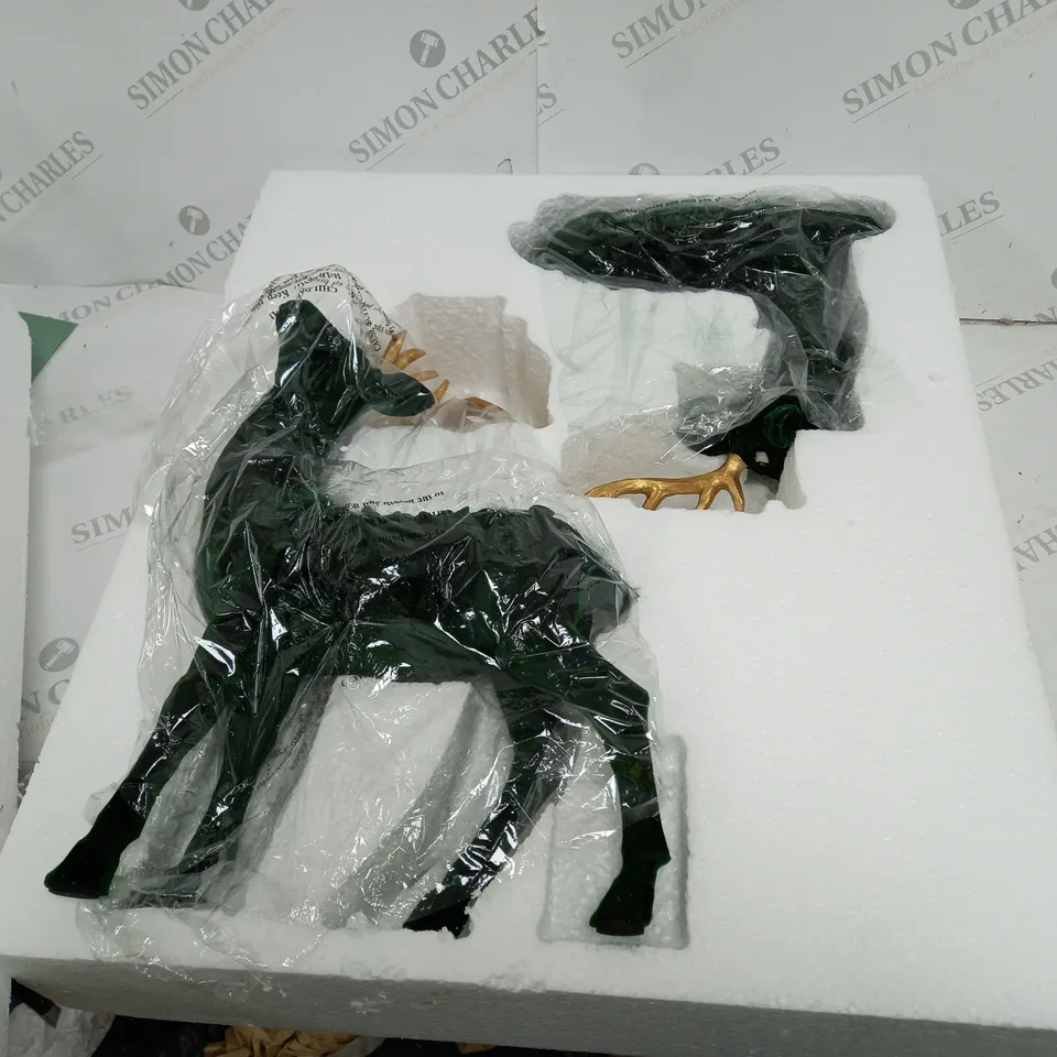 BOXED ALISON CORK SET OF 2 VELVET HENRY STAGS