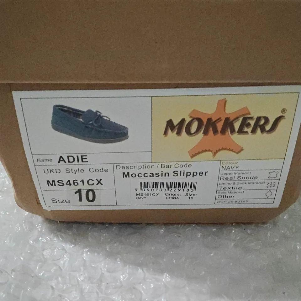 BOXED MONKERS MOCCASIN SLIPPER IN NAVY, UK 10 (MS461CX)