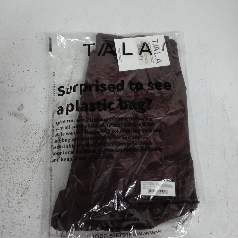 BAGGED T/ALA DAYFLEX WRAP HIGH WAISTED LEGGINGS FULL IN CHESTNUT BROWN - MEDIUM