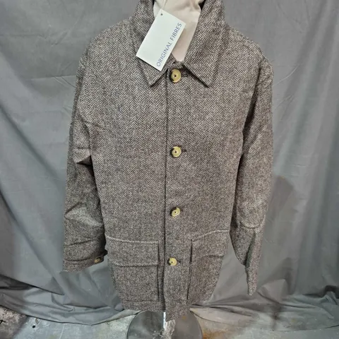 ORIGINAL FIBRES WOOL FIELD JACKET NATURAL HERRINGBONE - SMALL