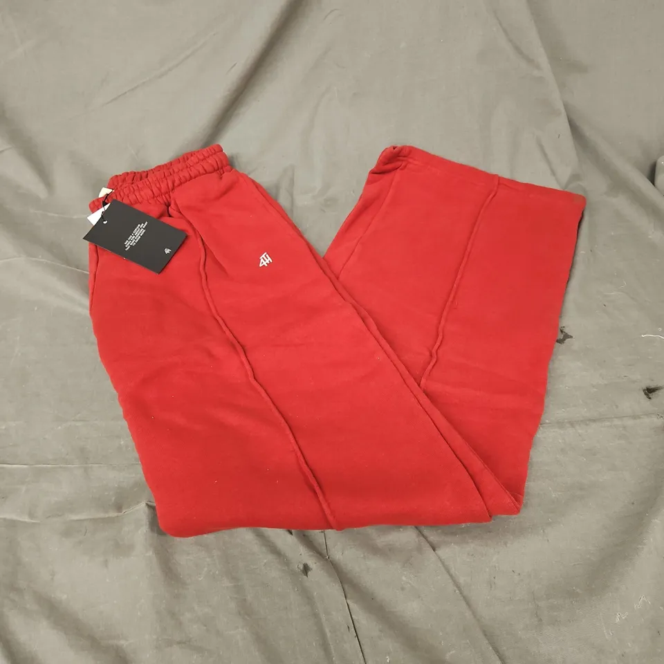 4TH+RECKLESS WIDE LEG BRANDED JOGGERS IN RED SIZE S