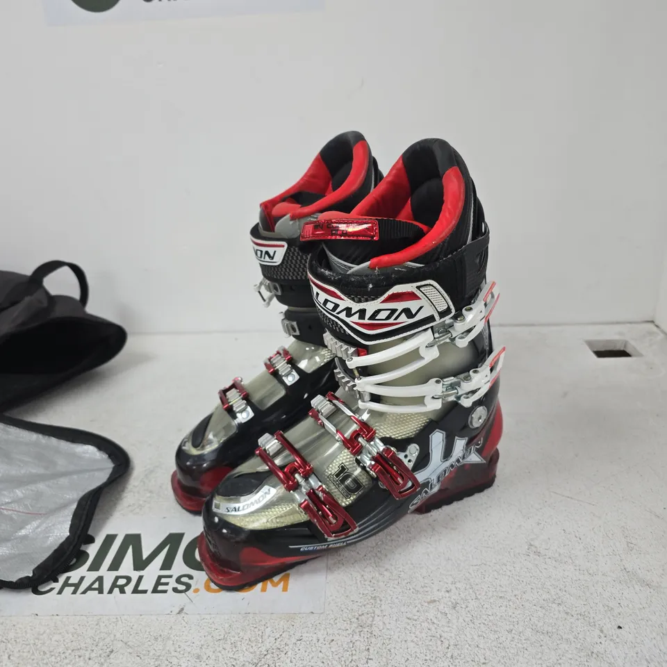 SALOMON SKI BOOTS – SIZE 27.5 (MONDOPOINT) – BLACK/RED