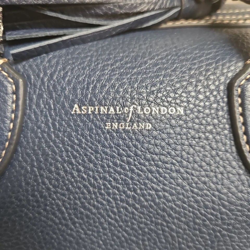ASPINAL OF LONDON NAVY BLUE PEBBLED LEATHER HANDBAG