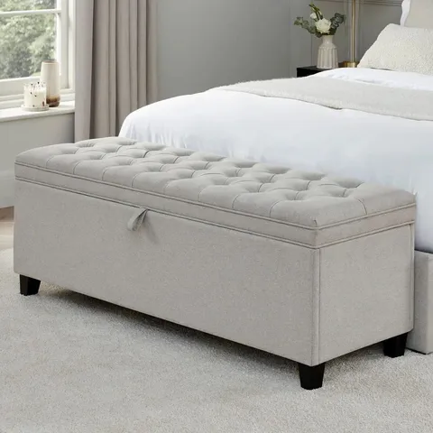 BOXED DUSK MIDDLETON BUTTON BACK STORAGE OTTOMAN - NATURAL