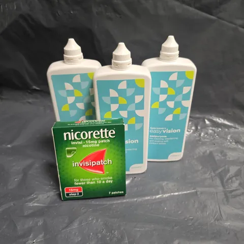 LARGE QUANTITY OF CONTACT LENS SOLUTION, ACCESSORIES AND NICORETTE PRODUCTS