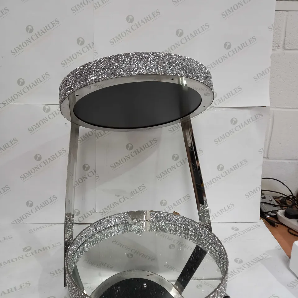 JULIEN MACDONALD ROUND CRYSTAL BAR CART - COLLECTION ONLY