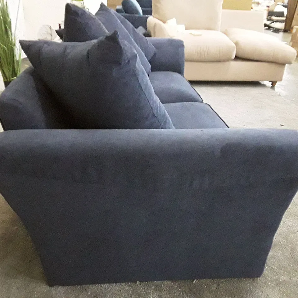 QUALITY DESIGNER 3 SEATER SOFA - BLUE FABRIC