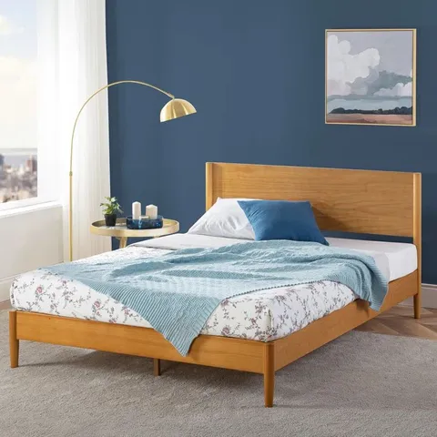 BOXED LUISA STYLISH SOLID WOOD BED FRAME WITH HEADBOARD (1 BOX)