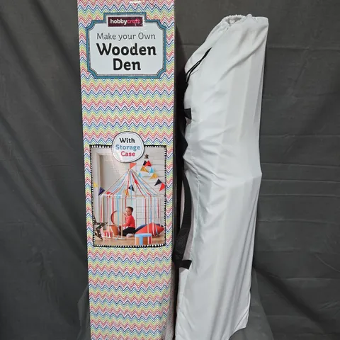 BOXED HOBBYCRAFT MAKE YOUR OWN WOODEN DEN KIT WITH STORAGE CASE