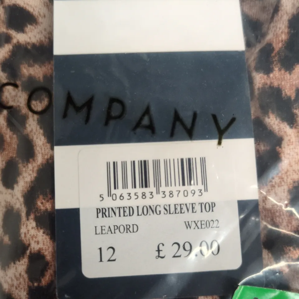 CREW CLOTHING COMPANY LEOPARD PRINT LONG SLEEVE TOP – UK 12