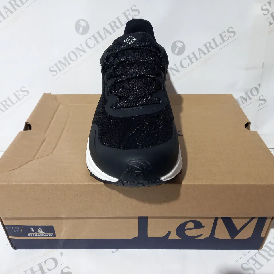 BOXED PAIR OF LEMIEUX TRAINERS IN BLACK UK SIZE 6