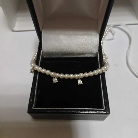DIAMONIQUE 0.43CT TW MULTI STONE SHELL PEARL BRACELET STERLING SILVER 