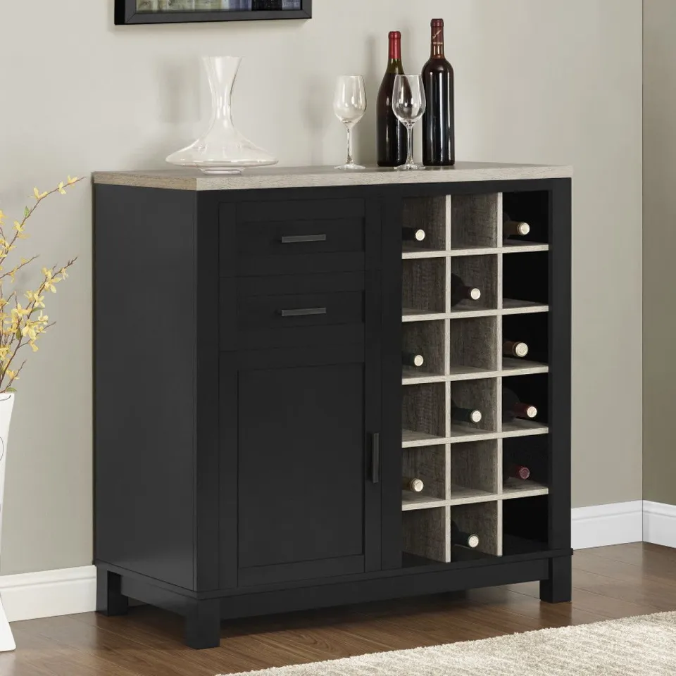 BOXED CARVER BAR CABINET BLACK