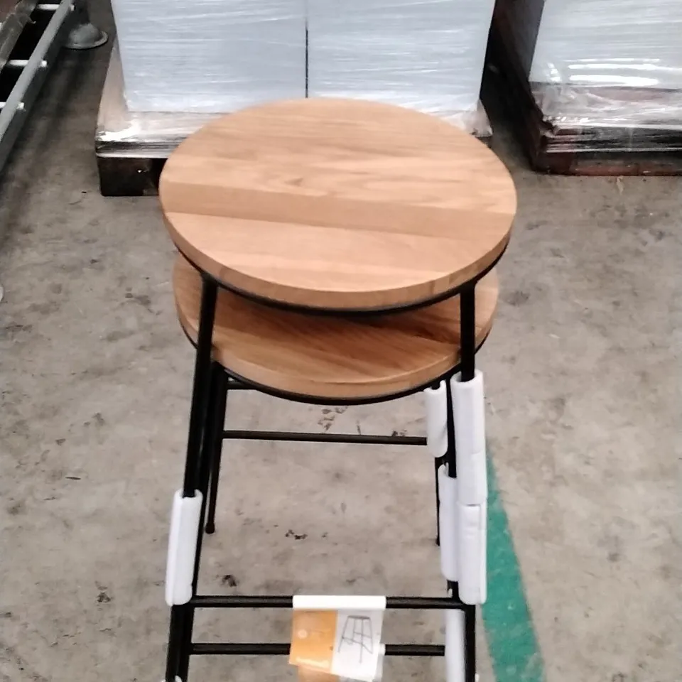 2X MALOUX FIXED LEG BAR STOOL - BLACK/WOOD