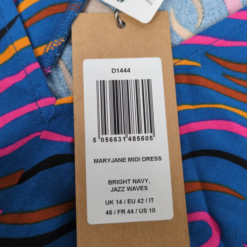 SUGARHILL BRIGHTON MARY JANE MIDI DRESS – BRIGHT NAVY, JAZZ WAVES (UK 14)