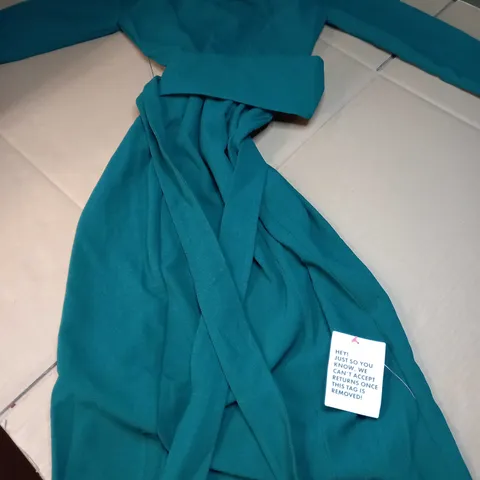ASOS EMERALD GREEN TEXTURED HIGH NECK/LONG SLEEVED MIDI DRESS - SIZE 8