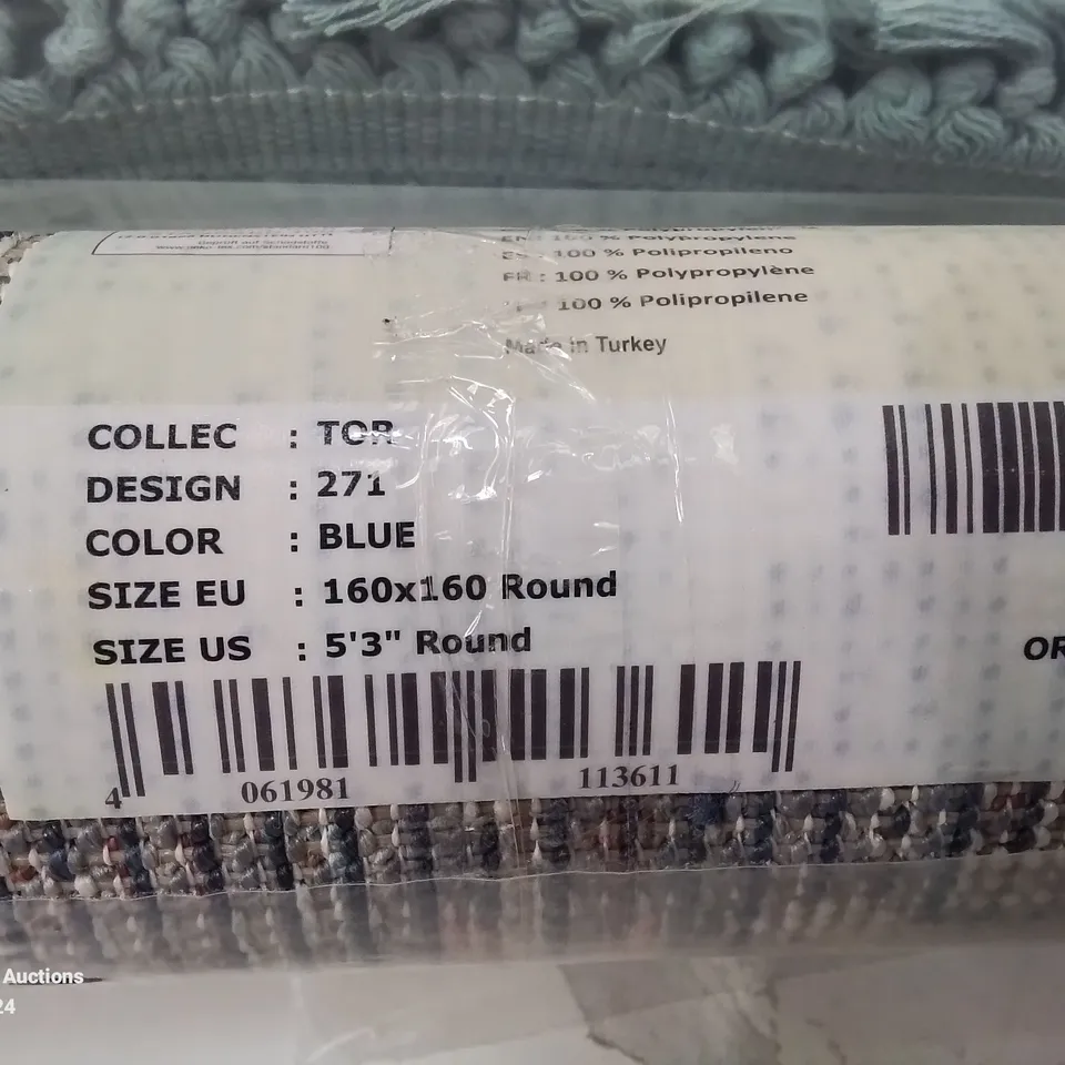 BRAND NEW PACO HOME 271 TORRES BLUE 160X160CM ROUND RUG