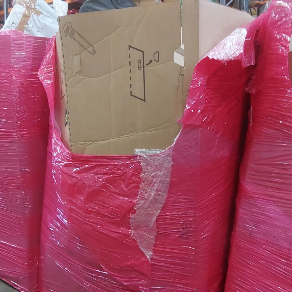 PALLET OF ASSORTED ITEMS INCLUDING: DEMOLITION HAMMER, TUBE BENDER, MATTRESS ECT