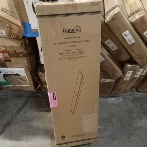 BOXED FLOATING MIRRORED SHELF - 80CM, SILVER