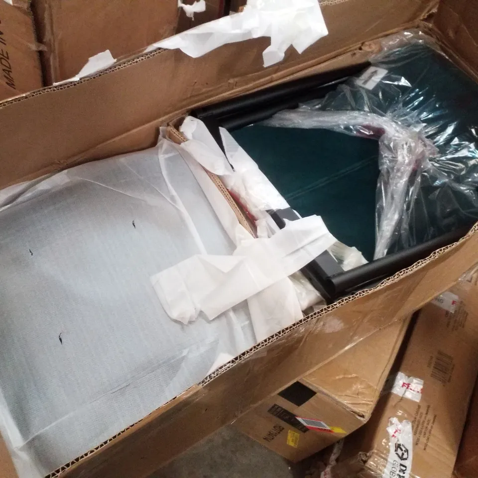 BOXED SET OF 2 GREEN VELVET DINING CHAIRS 