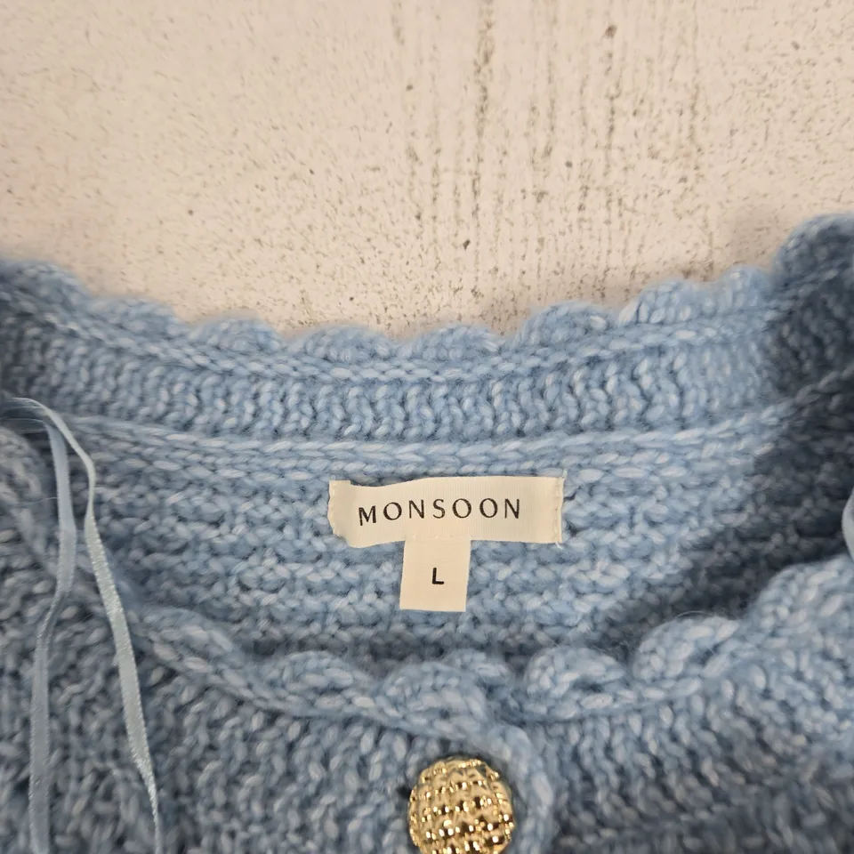 MONSOON BLUE KNIT CARDIGAN, SIZE L