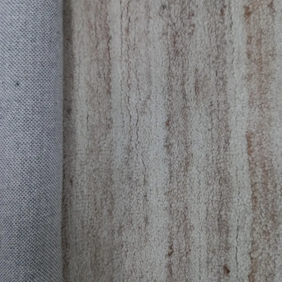 THEKO NATURAL HAND TUFTED WOOL BEIGE MIX RUG 60 X 90CM