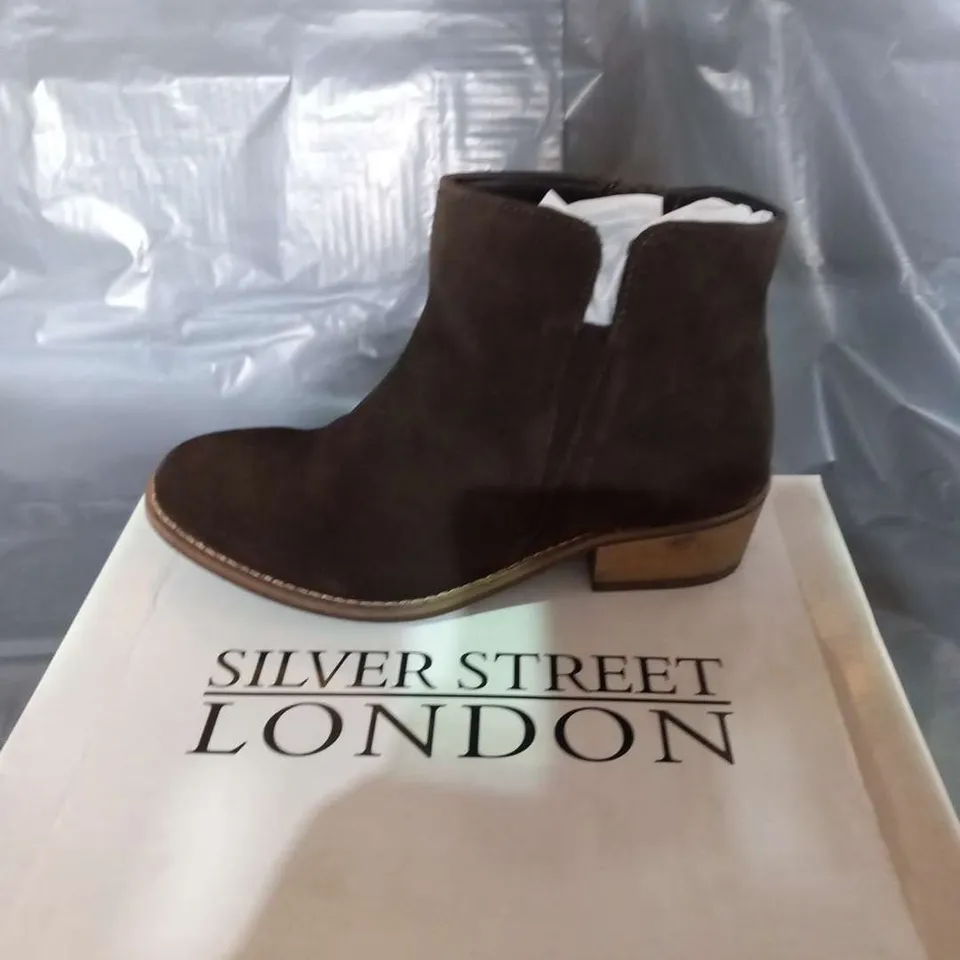 BOXED SILVER STREET LONDON OLIVIA B BROWN SUEDE ANKLE BOOTS SIZE 4