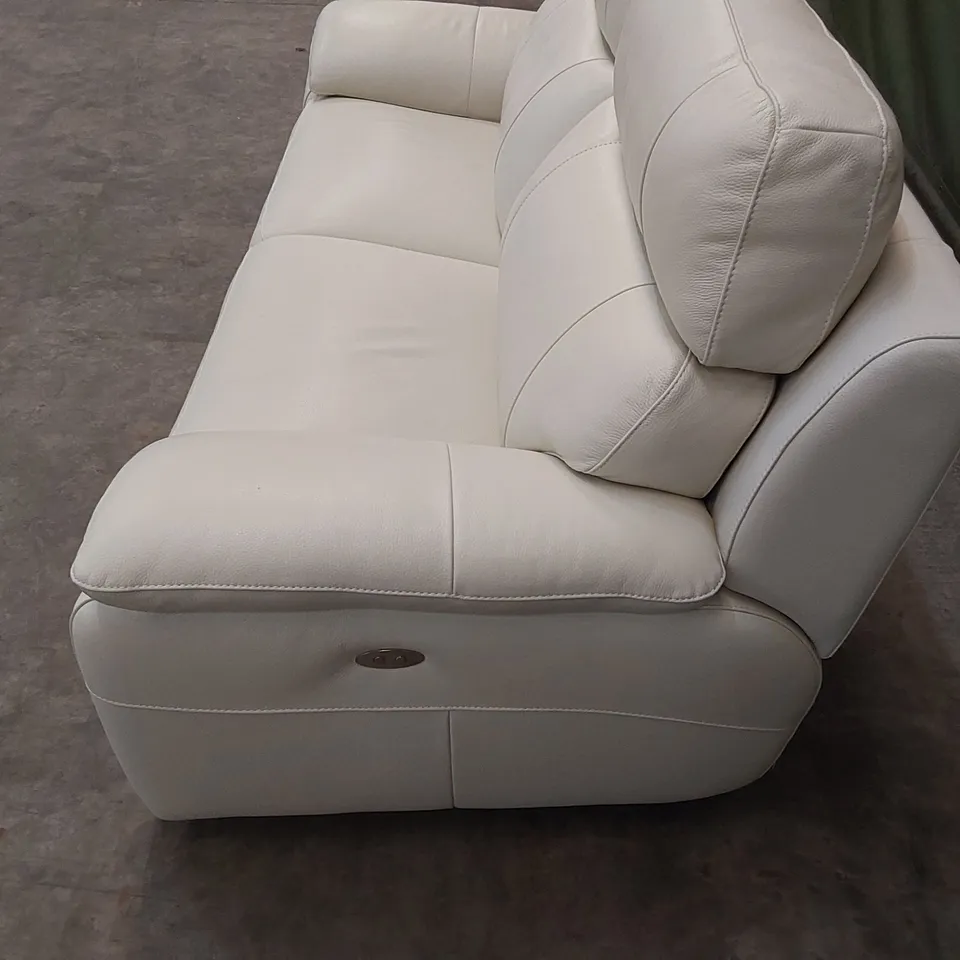 QUALITY DESIGNER ITALIAN MADE PATRIZIO 3 SEATER ELECTRIC RECLINING SOFA IN WHITE LEATHER