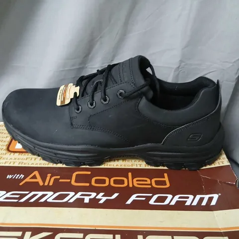 SKECHERS MEN'S BLACK SHOES - UK 12 - AIR-COOLED MEMORY FOAM, RELAXED FIT