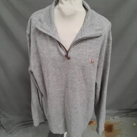 POLO RALPH LAUREN ESTATE RIB 1/4 ZIP JUMPER IN GREY SIZE L
