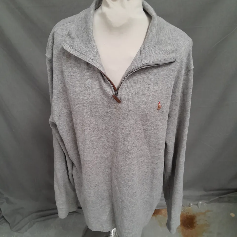POLO RALPH LAUREN ESTATE RIB 1/4 ZIP JUMPER IN GREY SIZE L