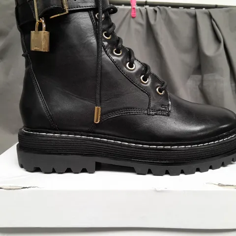 BOXED CARVELA BASE LACE UP BLACK BOOTS - SIZE 39