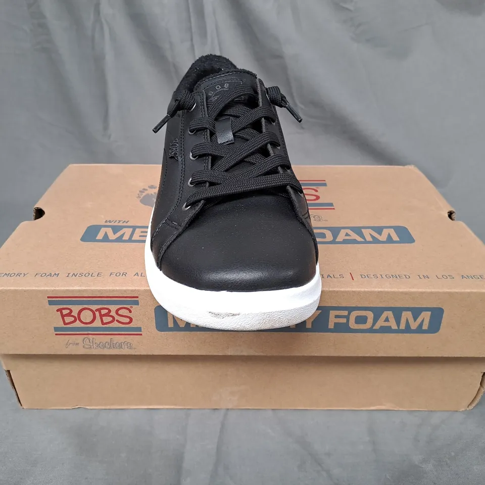 BOXED PAIR OF BOBS FROM SKECHERS SHOES IN BLACK SIZE 8