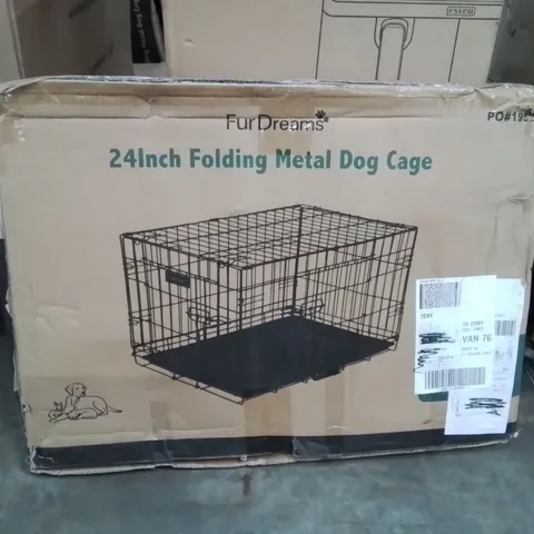 BOXED 24INCH FOLDING METAL DOG CAGE