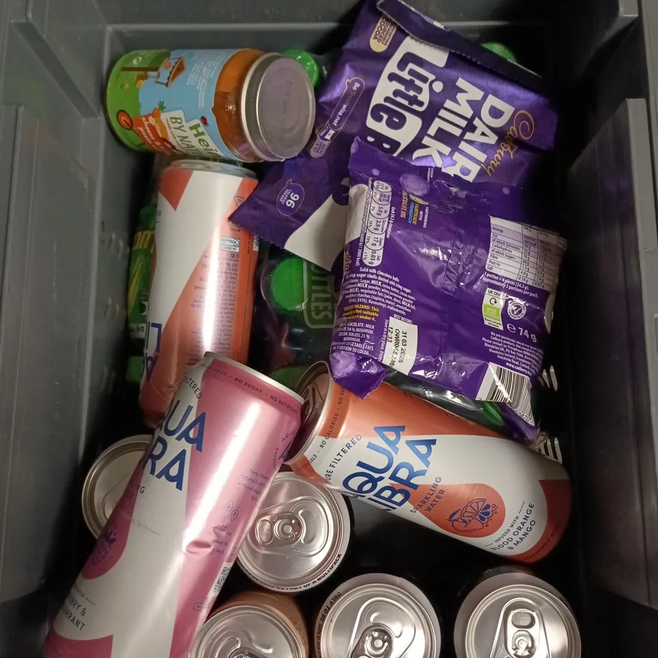APPROXIMATELY 12 ASSORTED FOOD AND DRINKS ITEMS TO INCLUDE - FRUIT PASTILLES, MONSTER ULTRA WHITE, COCA-COLA VANILLA ETC 