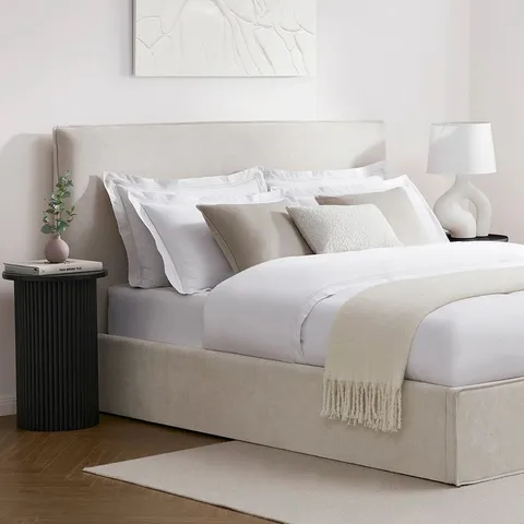 BOXED DUSK OSLO OTTOMAN STORAGE BED - IVORY // SIZE: 4FT SMALL DOUBLE (2 BOXES)