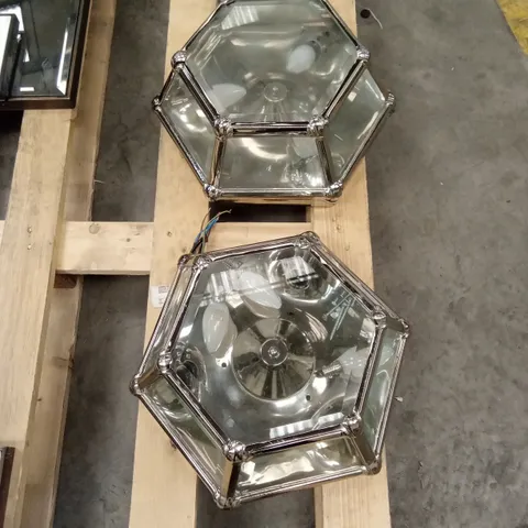 SET OF 2 QUALITY DESIGNER HEXAGON CEILING LIGHTS