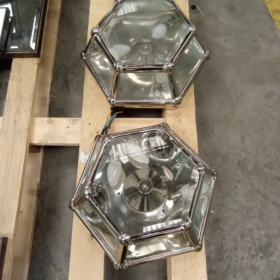 SET OF 2 QUALITY DESIGNER HEXAGON CEILING LIGHTS