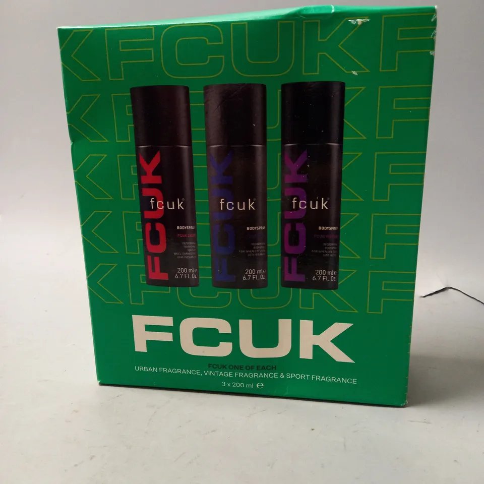 BOXED FCUK ONE OF EACH FRAGRANCES 3 X 200ML
