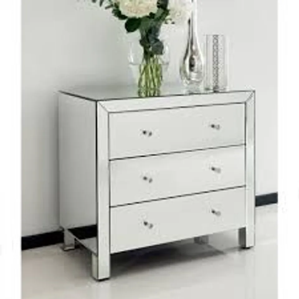 BRAND NEW BOXED HOMESDIRECT365 ROMANO CRYSTAL MIRRORED CHEST 3 DRAWERS