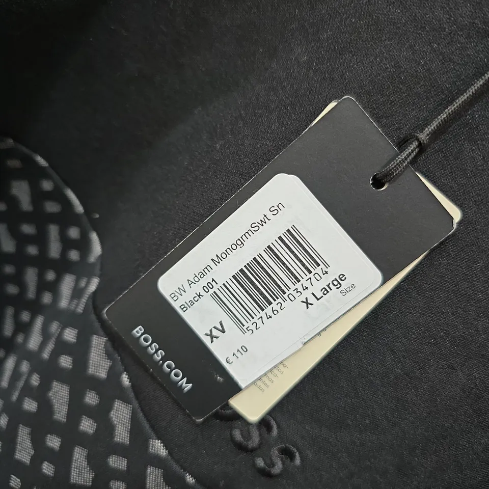 HUGO BOSS HOMEWEAR SWEATSHIRT – BLACK WITH CHEST STRIPE, MEN'S XL